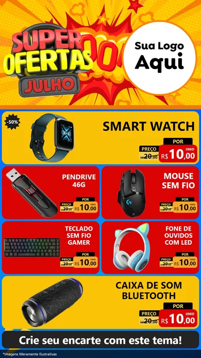 Modelo de TV para TV Vertical com o tema Super Ofertas Julho para Informática
