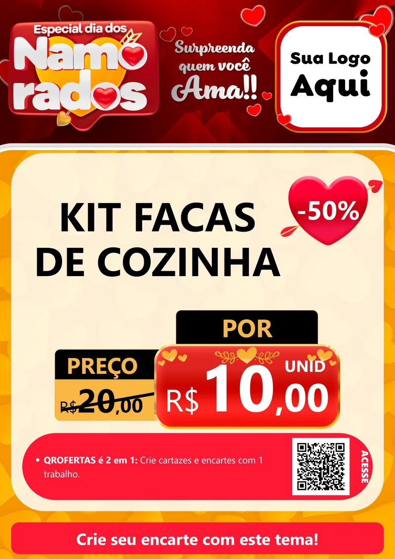 Modelo de Cartaz para Cartaz A4 Vertical com o tema Especial Dia dos Namorados para Utilidades Domésticas
