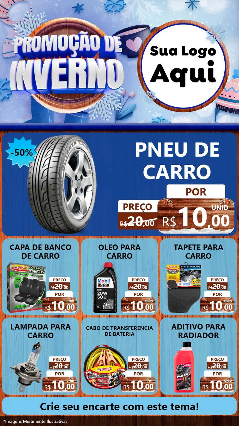 Modelo de Rede Social para Stories com o tema Promoção de Inverno para Auto peças