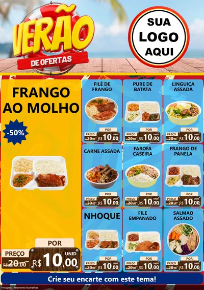 Modelo de Encarte para Encarte A4 Vertical com o tema Verão de Ofertas para Restaurante