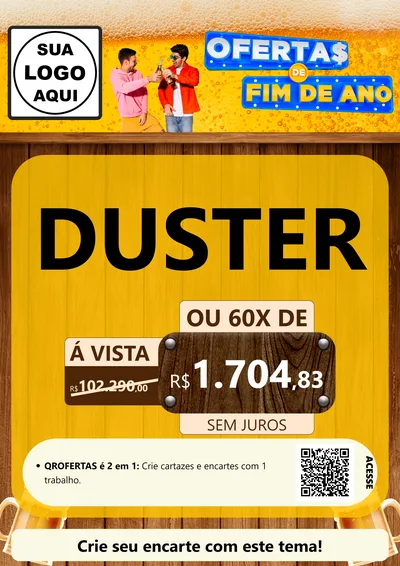 Modelo de Cartaz para Cartaz A4 Vertical com o tema Ofertas de Fim de Ano para Concessionaria de Carros