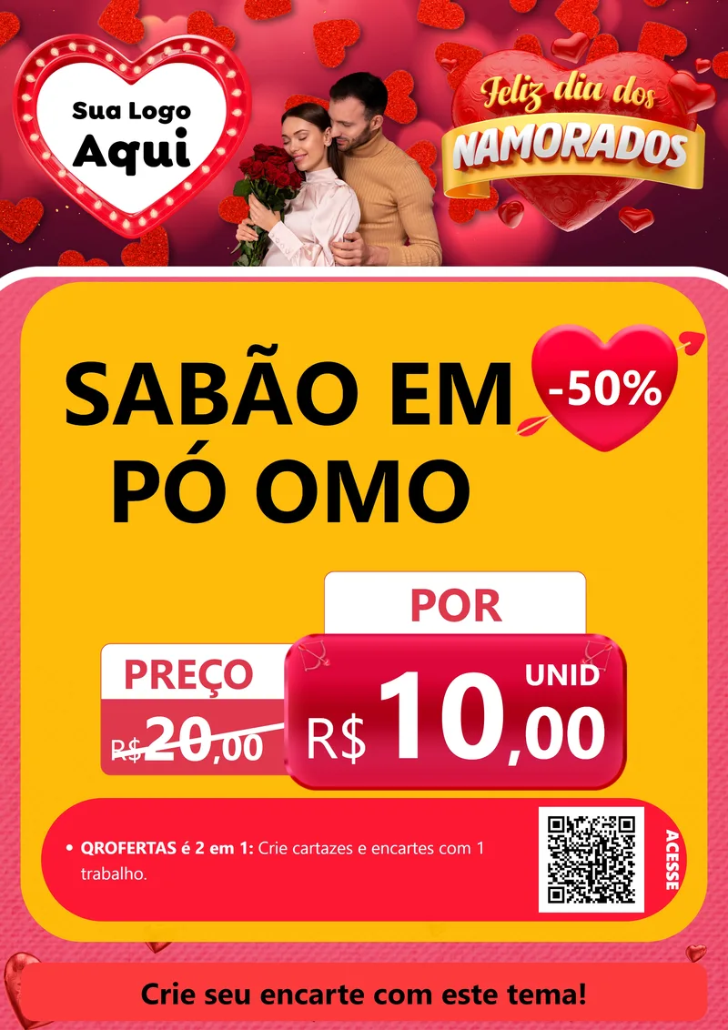 Modelo de Cartaz para Cartaz A4 Vertical com o tema Feliz Dia Dos Namorados para Produtos de Limpeza