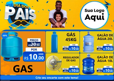 Modelo de Encarte para Encarte A4 Horizontal com o tema Dia dos Pais para Água e gás