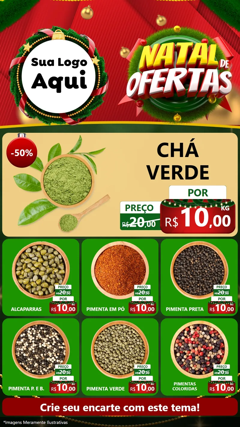 Modelo de Rede Social para Stories com o tema Natal de Ofertas para Produtos Naturais