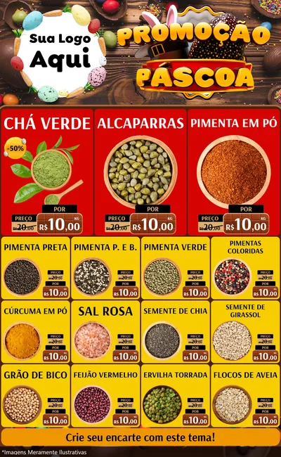 Modelo de Encarte para Encarte Grande com o tema Promoção Páscoa para Produtos Naturais