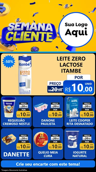 Modelo de Rede Social para Stories com o tema Semana do Cliente para Frios e Laticínios