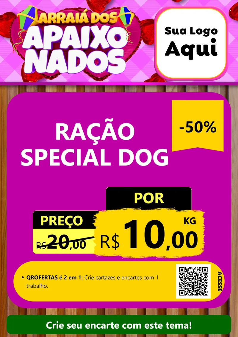 Modelo de Cartaz para Cartaz A4 Vertical com o tema Arraiá dos Apaixonados para Pet Shop