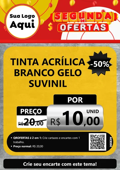 Modelo de Cartaz para Cartaz A4 Vertical com o tema Segunda de Ofertas para Tintas e Ferramentas