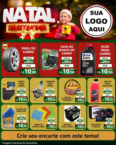 Modelo de Rede Social para Feed Instagram com o tema Natal da Economia para Auto peças