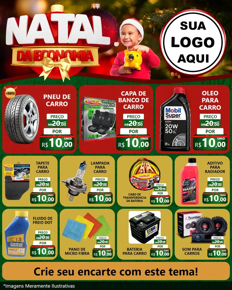 Modelo de Rede Social para Feed Instagram com o tema Natal da Economia para Auto peças