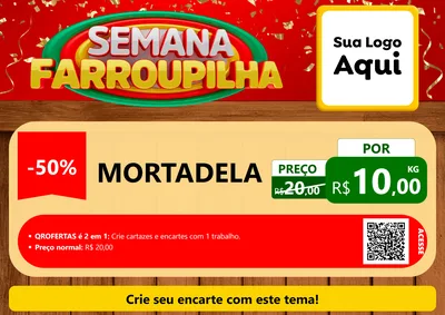 Modelo de Cartaz para Cartaz A4 Horizontal com o tema Semana Farroupilha para Frios e Laticínios