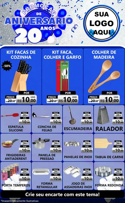 Modelo de Encarte para Encarte Grande com o tema Promoção de Aniversário - 20 Anos para Utilidades Domésticas