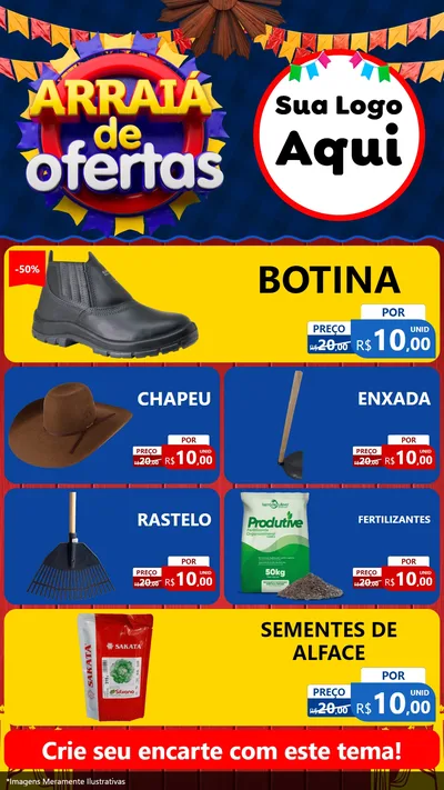 Modelo de TV para TV Vertical com o tema Arraiá de Ofertas para Agropecuária