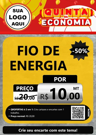 Modelo de Cartaz para Cartaz A4 Vertical com o tema Quinta da Economia para Materiais Elétricos