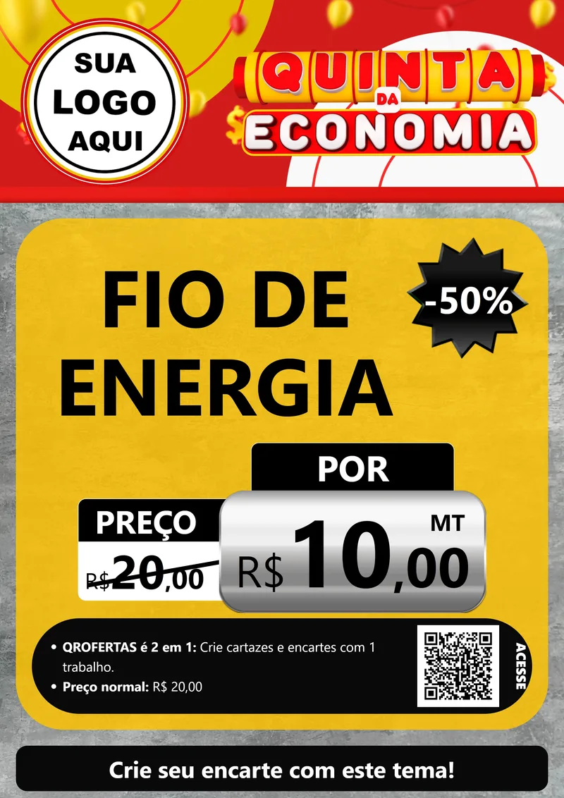 Modelo de Cartaz para Cartaz A4 Vertical com o tema Quinta da Economia para Materiais Elétricos