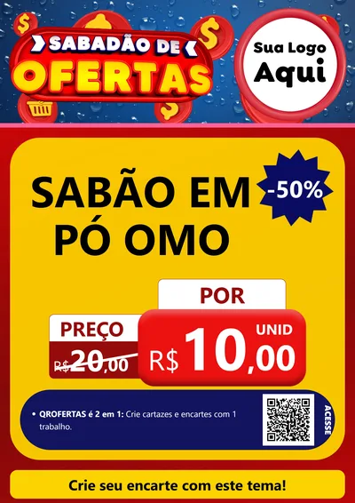 Modelo de Cartaz para Cartaz A4 Vertical com o tema Sabadão de Ofertas para Produtos de Limpeza
