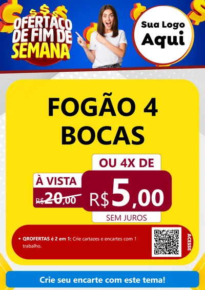 Modelo de Cartaz para Cartaz A4 Vertical com o tema Ofertaço de Fim de Semana para Móveis e Eletro