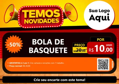 Modelo de Cartaz para Cartaz A4 Horizontal com o tema Temos Novidades para Artigos Esportivos