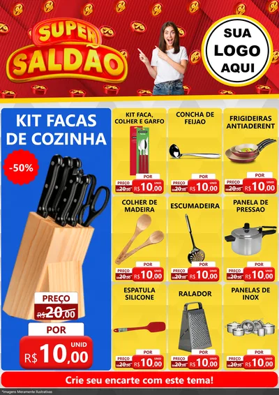 Modelo de Encarte para Encarte A4 Vertical com o tema Super Saldão para Utilidades Domésticas