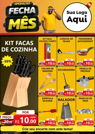 Modelo de Encarte para Encarte A4 Vertical com o tema Operação Fecha Mês para Utilidades Domésticas