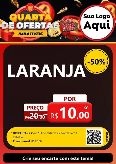 Modelo de Cartaz para Cartaz A4 Vertical com o tema Quarta de Ofertas Imbatíveis para Hortifrúti