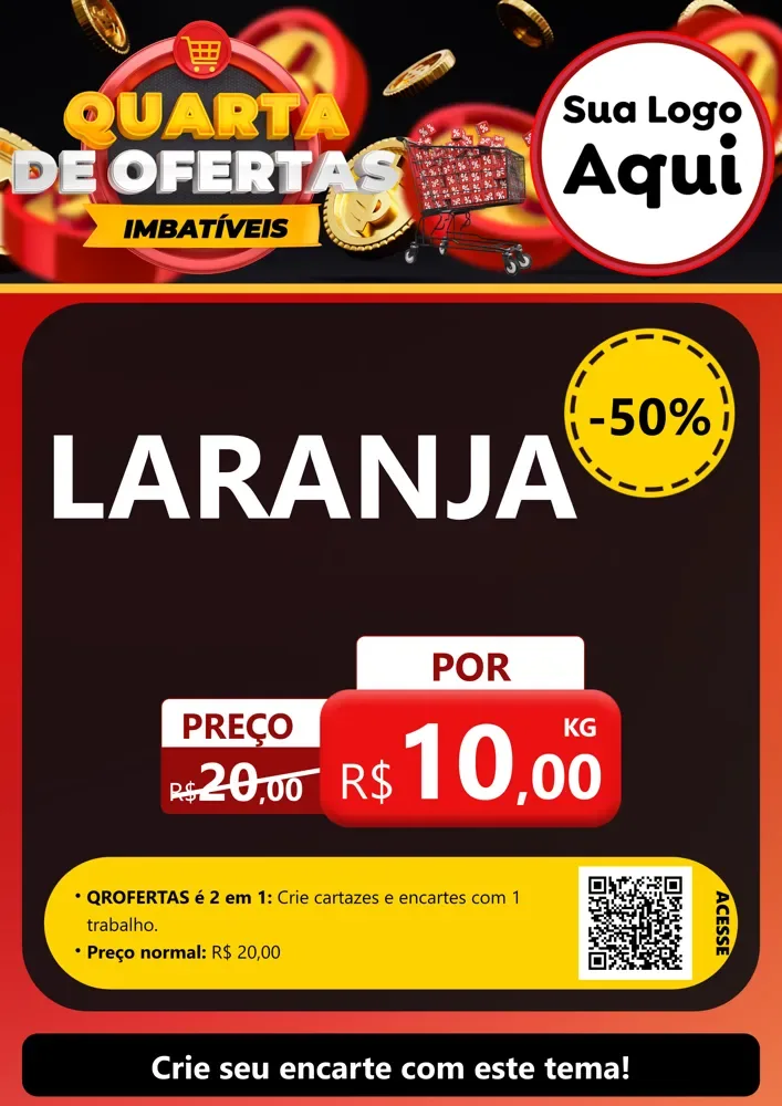 Modelo de Cartaz para Cartaz A4 Vertical com o tema Quarta de Ofertas Imbatíveis para Hortifrúti