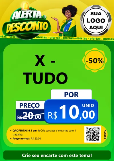 Modelo de Cartaz para Cartaz A4 Vertical com o tema Alerta de Desconto para Hamburgueria
