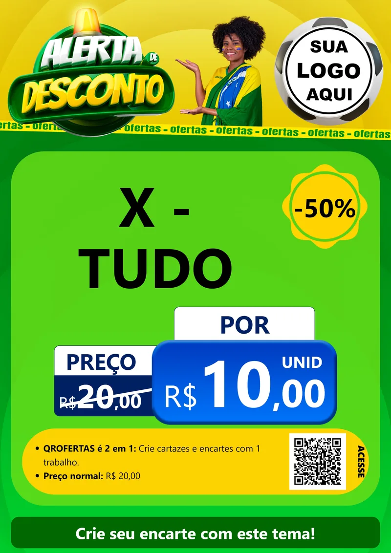 Modelo de Cartaz para Cartaz A4 Vertical com o tema Alerta de Desconto para Hamburgueria