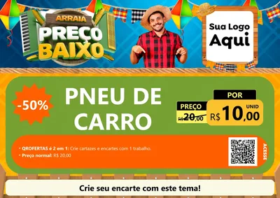 Modelo de Cartaz para Cartaz A4 Horizontal com o tema Arraiá de Preço Baixo - Junina para Auto peças