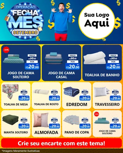 Modelo de Rede Social para Feed Instagram com o tema Operação Fecha Mês Setembro para Cama, Mesa e Banho
