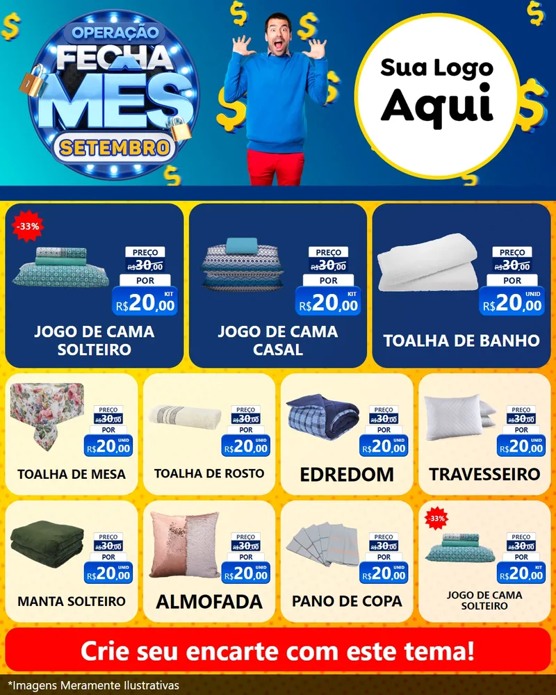 Modelo de Rede Social para Feed Instagram com o tema Operação Fecha Mês Setembro para Cama, Mesa e Banho