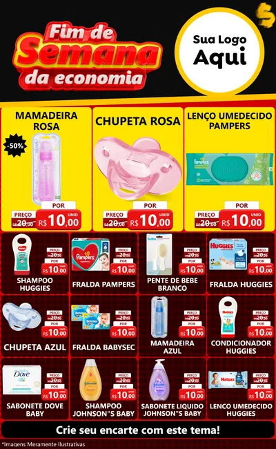 Modelo de Encarte para Encarte Grande com o tema Fim de Semana da Economia para Bebês