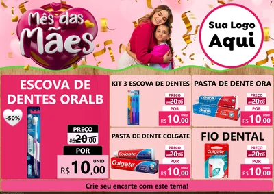 Modelo de Encarte para Encarte A4 Horizontal com o tema Mês das Mães para Higiene Pessoal