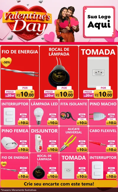 Modelo de Encarte para Encarte Grande com o tema Valentine's Day para Materiais Elétricos