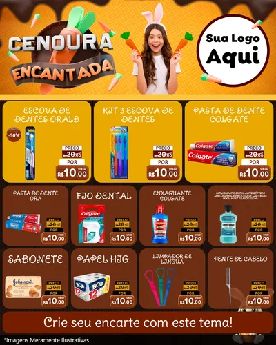Modelo de Rede Social para Feed Instagram com o tema Cenoura Encantada - Páscoa para Higiene Pessoal