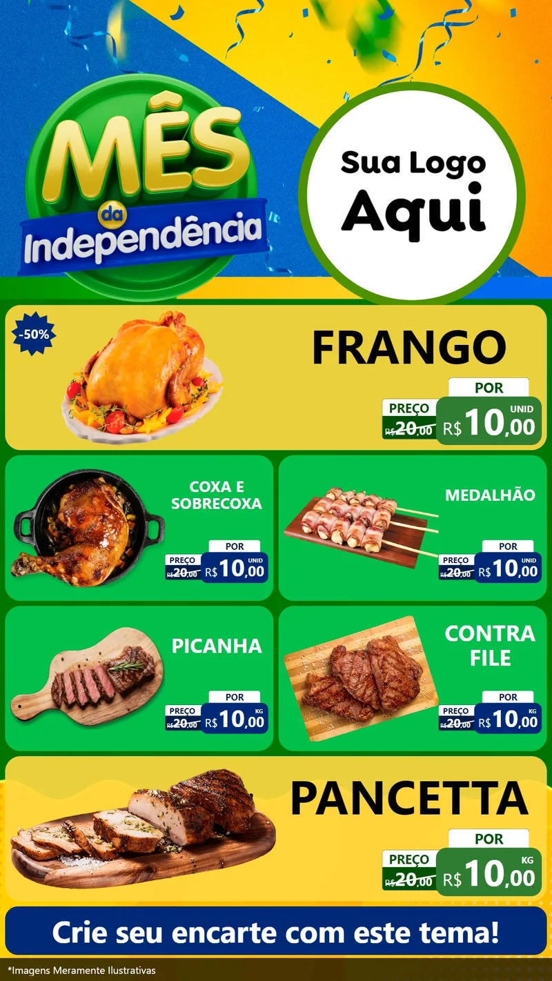 Modelo de TV para TV Vertical com o tema Mês da Independência para Assados