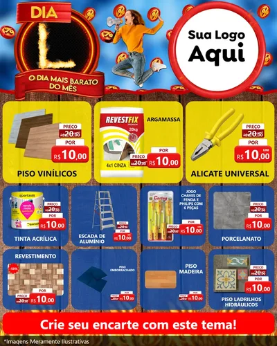 Modelo de Rede Social para Feed Instagram com o tema Dia L - O Dia Mais Barato Do Mês para Material para Construção