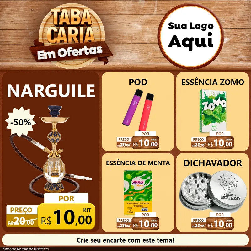 Modelo de Rede Social para Feed Facebook com o tema Tabacaria em Ofertas para Tabacaria