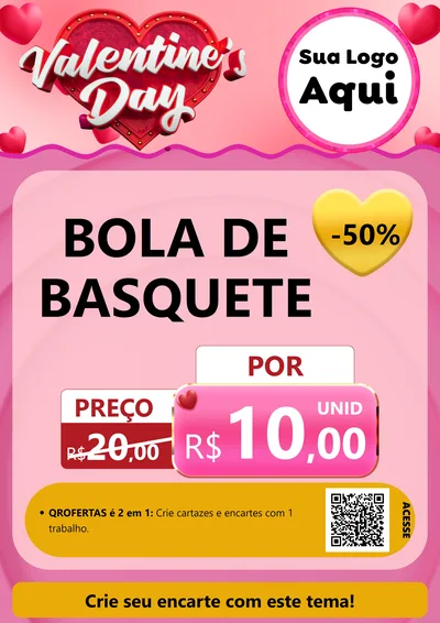 Modelo de Cartaz para Cartaz A4 Vertical com o tema Valentine's Day para Artigos Esportivos
