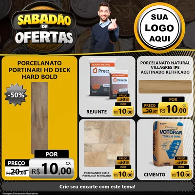Modelo de Rede Social para Feed Facebook com o tema Sabadão de Ofertas para Pisos e revestimentos