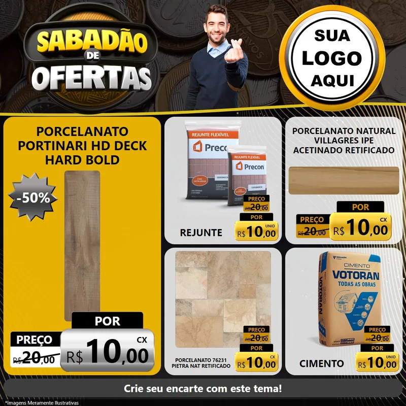 Modelo de Rede Social para Feed Facebook com o tema Sabadão de Ofertas para Pisos e revestimentos