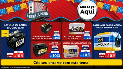 Modelo de TV para TV Horizontal com o tema Festa Junina para Baterias Elétricas