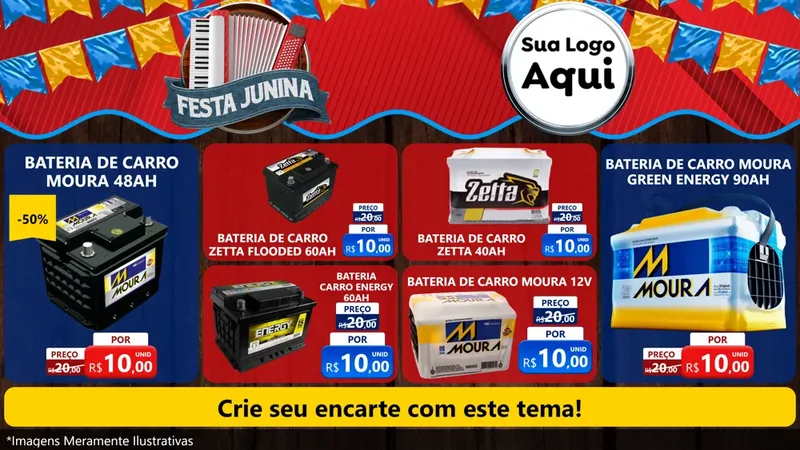 Modelo de TV para TV Horizontal com o tema Festa Junina para Baterias Elétricas