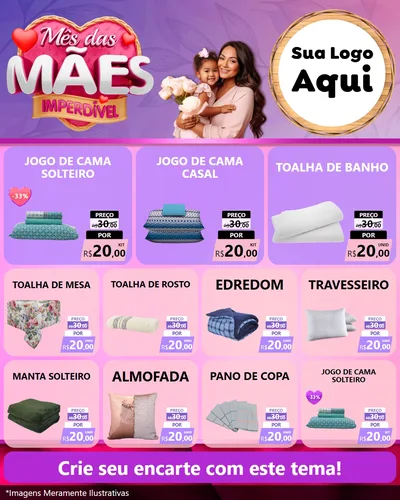 Modelo de Rede Social para Feed Instagram com o tema Mês das Mães Imperdível para Cama, Mesa e Banho