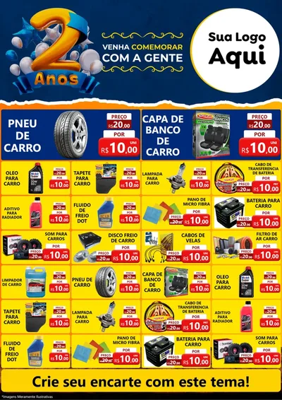 Modelo de Encarte para Encarte A4 Vertical com o tema Aniversário de 2 anos para Auto peças