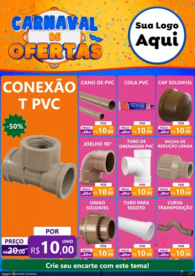 Modelo de Encarte para Encarte A4 Vertical com o tema Carnaval de Ofertas para Tubos e conexões