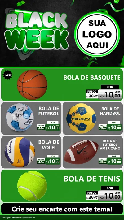 Modelo de TV para TV Vertical com o tema Black Week para Artigos Esportivos