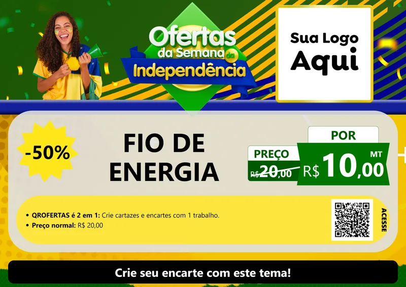 Modelo de Cartaz para Cartaz A4 Horizontal com o tema Ofertas da Semana da Independência para Materiais Elétricos