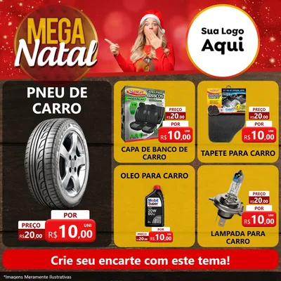 Modelo de Rede Social para Feed Facebook com o tema Mega Natal para Auto peças