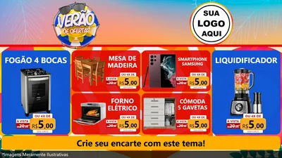 Modelo de TV para TV Horizontal com o tema Verão de Ofertas para Móveis e Eletro